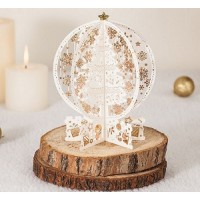 BC Worldwide Ltd 4D pop up Christmas card happy Christmas white gold glitter snowflakes Xmas tree gift ornament decorations